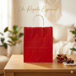 ✨ Bolsa de Regalo Roja con Asa de Papel (26x22x8 cm) ✨