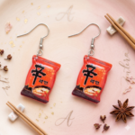 Aretes de Ramen Coreano Picante – Estilo Kawaii Foodie en Resina