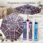 ✨ Paraguas de Bolsillo con Funda Compacto Plaid - Estilo y Protección de 20 cm ✨