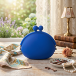 Monedero de Silicona Azul Royal – Estilo Vintage con Cierre de Beso
