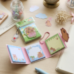 Libreta Tríptico de Notas Adhesivas Capibara con Llavero / Post-it Kawaii