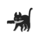 Pin Metálico Gato Negro Con Cuchillo Broche Meme Cute