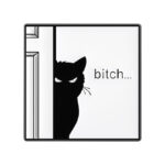 Pin Metálico Gato Enojado Detrás Puerta Broche Meme Sarcasmo