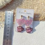 Aretes Kawaii Taza de Café con Corazones Estilo Aesthetic