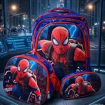 Set Trio De Mochilas Spiderman Con Luz Led 3D Escolar Lonchera Y Lapicera Kit