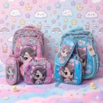 Set Trio De Mochilas Escolar KPop Girls 3D Con Lonchera Y Lapicera Marca Xgear