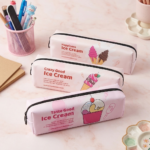 Lapicera Tela Cierre Diseños Helados Surtida Estuche Escolar Kawaii