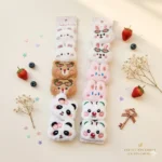 Set de 6 Ligas de Peluche Animadas – 3 Pares de Colección Kawaii