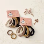 Set De 6 Ligas Para Cabello Gruesas Tonos Nude Café Macaron