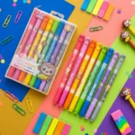 Set De Plumas De Gel Y MarcaTextos 2 En 1 Changuito Cute – 8 Pzas