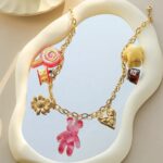 Collar Cadena Dorada Con Charms Dijes Oso Gomita Kawaii Cute