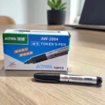 Plumón Marcador Permanente Negro Aowa AW-2004 Token's Pen – Caja con 10 Piezas