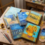 Libreta Pasta Dura 200 Hojas C5 Tamaño Profesional Van Gogh con Stickers y Separadores