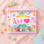 Set 24 Lápices De Colores Love Con Frases Que Inspiran Kawaii